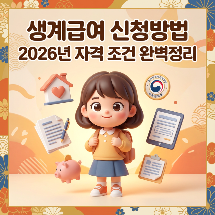  생계급여 신청방법 2026년 자격 조건 완벽정리