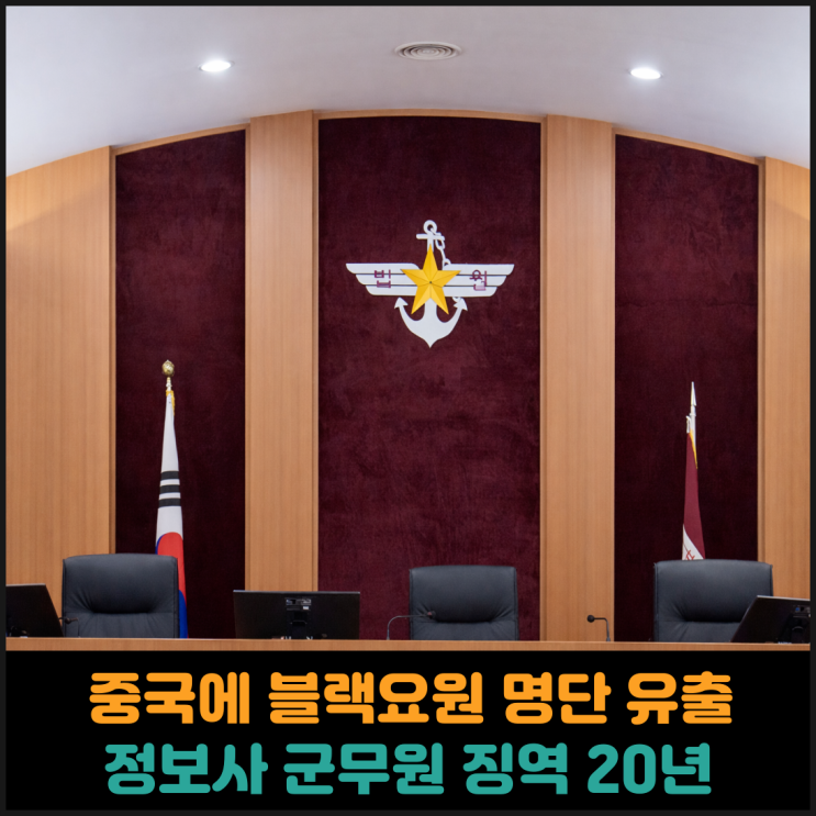  중국에 블랙요원 명단 유출한 정보사 군무원 징역 20년