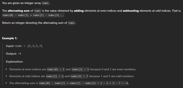  JAVA_LeetCode 3701_Compute Alternating Sum