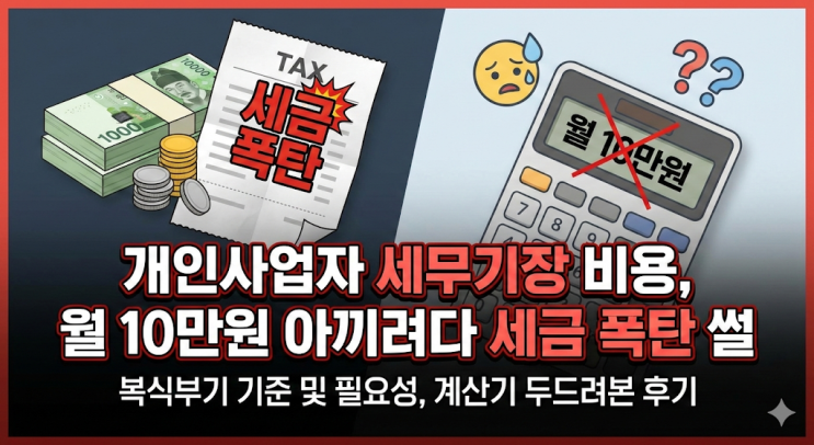 개인사업자 세무기장 비용 월 10만원 아끼려다 세금 폭탄 맞을 뻔한 썰 (복식부기 기준 및 필요성)