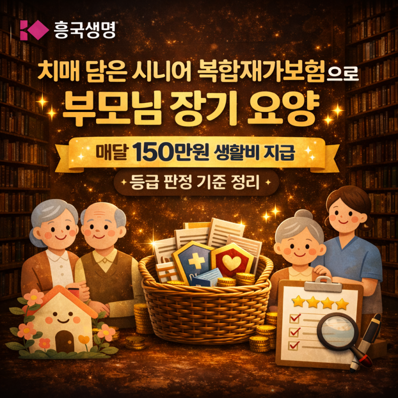 흥국생명 치매 담은 시니어 복합재가 보험으로 부모님 장기 요양 매달 150만원 생활비 지급하....
