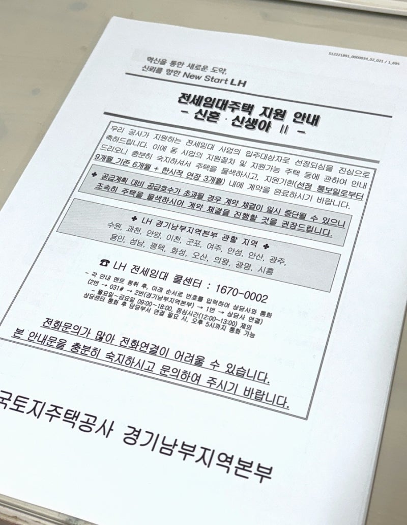 lh 전세임대 신혼 신생아 2유형 3순위 예비신혼부부 당첨 매물 물색 권리분석 기간