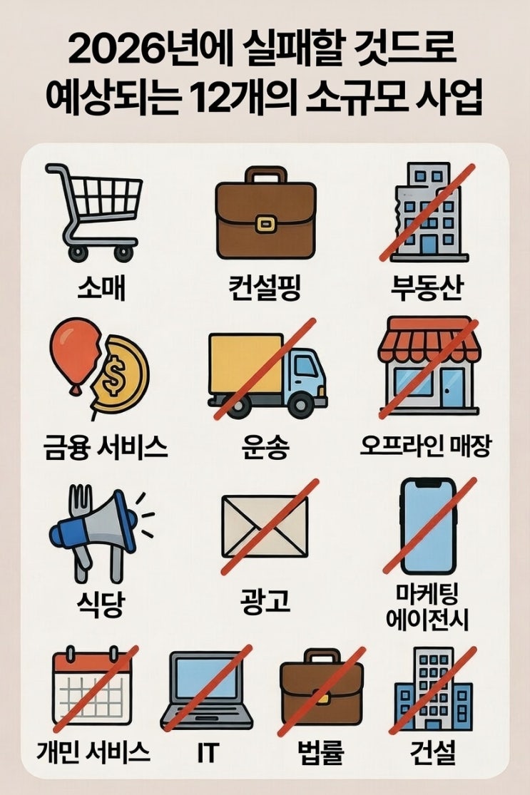  “열심히 해도 망하는 시대” 2026년 대한민국이 직면한 자영업 붕괴·위험 업종 12선