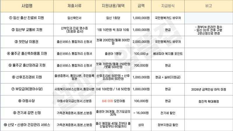 울산 울주군 출산지원금 2026년 혜택 총정리(중구, 남구, 동구, 북구 등 일부 포함)