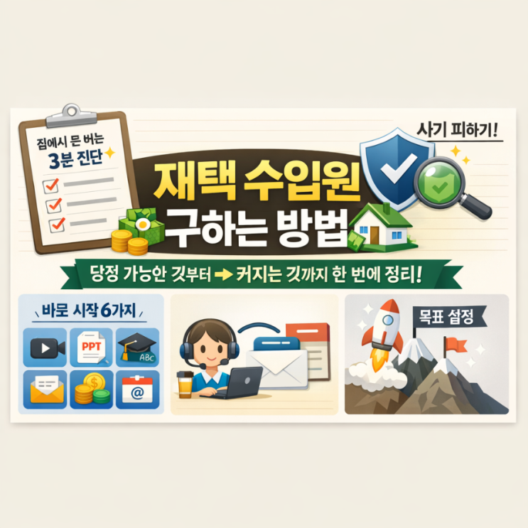  재택 수입원 구하는 방법: “당장 가능한 것”부터 “커지는 것”까지 한 번에 정리