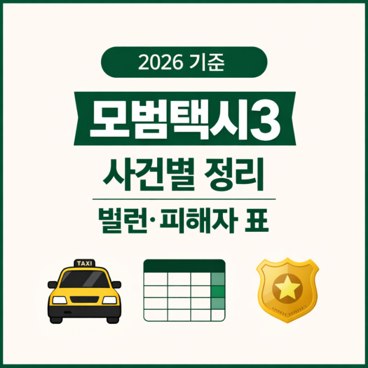   2026 기준 〈모범택시3〉 사건별 정리 + 등장인물/빌런/피해자 표 총정리 