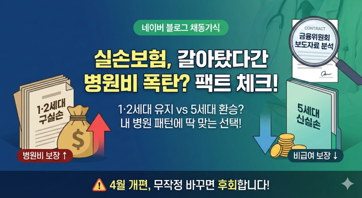  5세대 실손보험 4월 출시? 1세대 2세대 가입자가 무작정 갈아타면 땅을 치고 후회하는 이유 (3가지 핵심 변경점 분석)