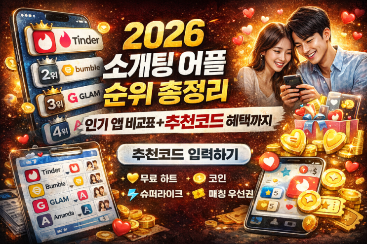  2026 소개팅 어플 순위 총정리 인기 앱 비교표 + 추천코드 혜택까지 한눈에