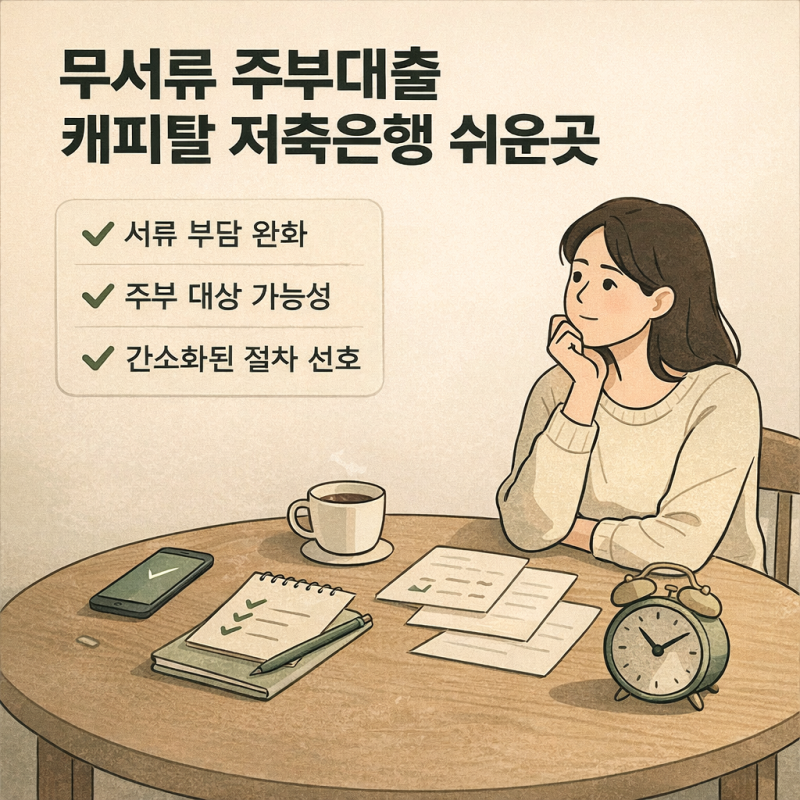 무서류 주부대출 캐피탈 저축은행 쉬운곳 찾을때는?