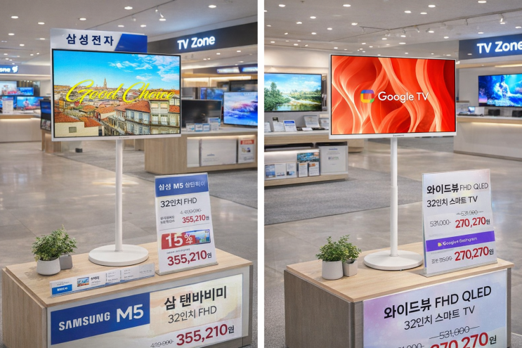  삼성m5 와이드뷰 비교 삼탠바이미 중소바이미 화질 가격정리