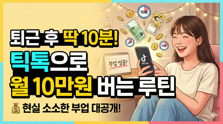  퇴근 후 10분, 틱톡 10만원 부업으로 소소하게 돈 버는 현실 루틴 공개