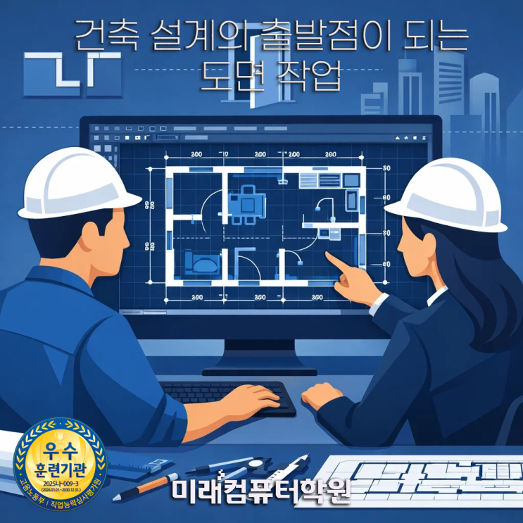  부산직업훈련-"도면 한 장이 커리어가 된다!” 부산 건축캐드(AutoCAD) 국비과정｜실내건축 2D도면 실무 완성