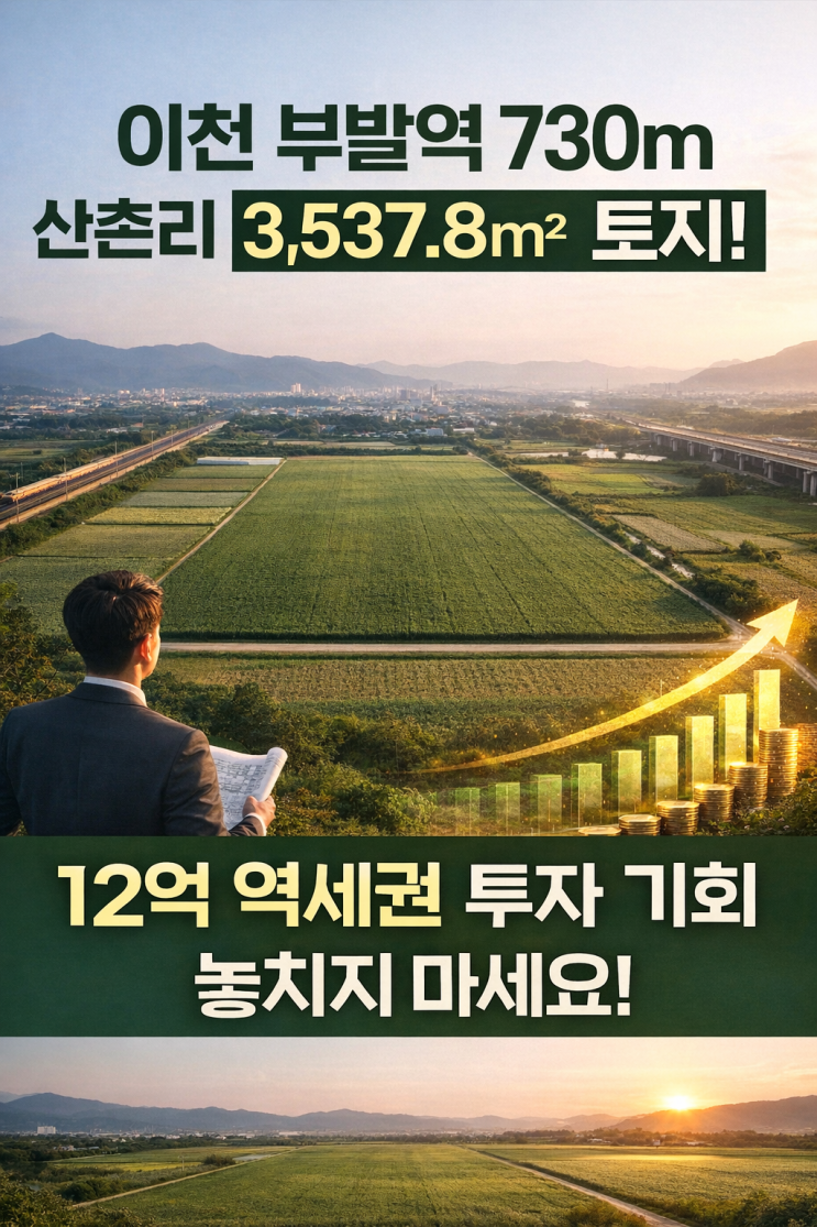  이천 부발역 730m 산촌리 3,537.8 생산녹지! 12억 역세권 투자 기회 놓치지 마세요