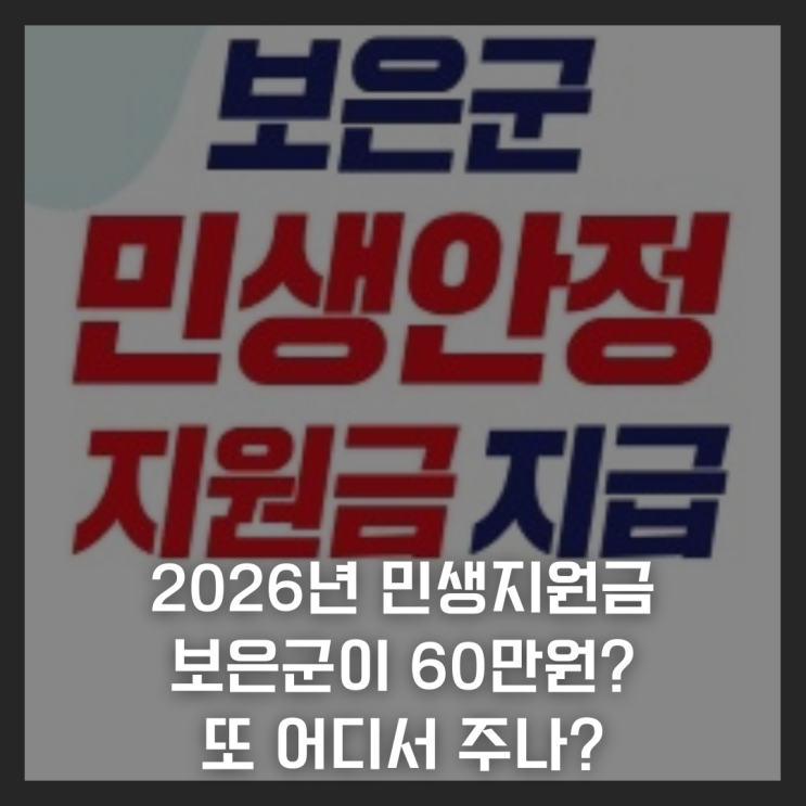  2026년 민생지원금 보은군이 60만원? 또 어디서 주나?