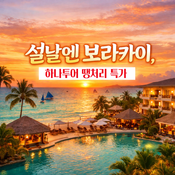  하나투어 땡처리로 만나는 설날 패키지여행  보라카이 패키지여행 3박 4일 특가