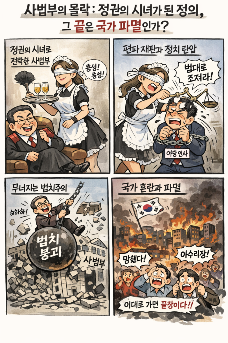  [정치 비평] 사법부의 몰락: 정권의 시녀가 된 정의, 그 끝은 국가 파멸인가?