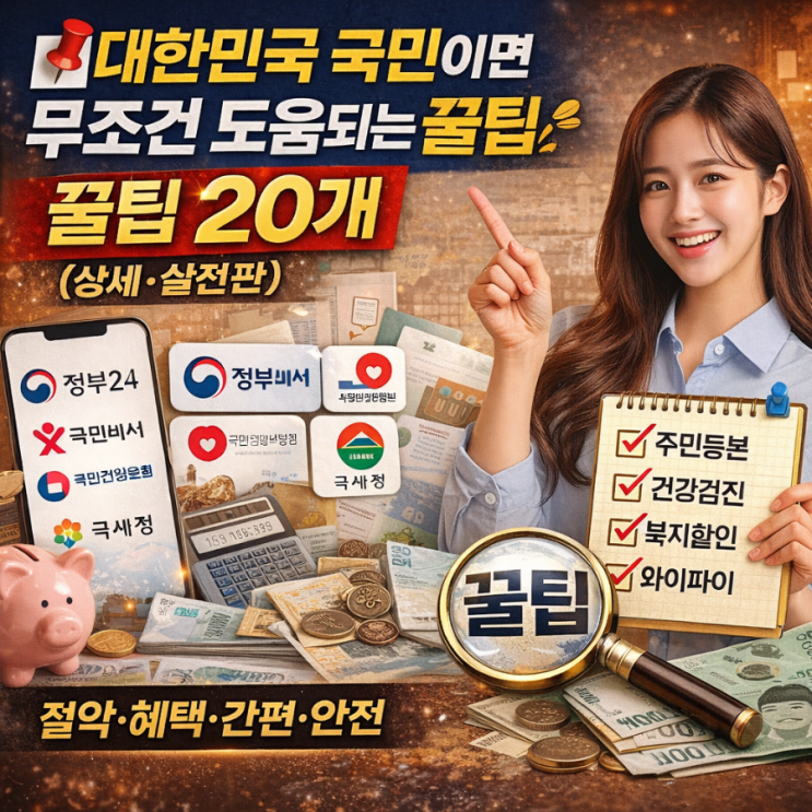   대한민국 국민이면 무조건 도움되는 꿀팁 20개 (상세·실전판)