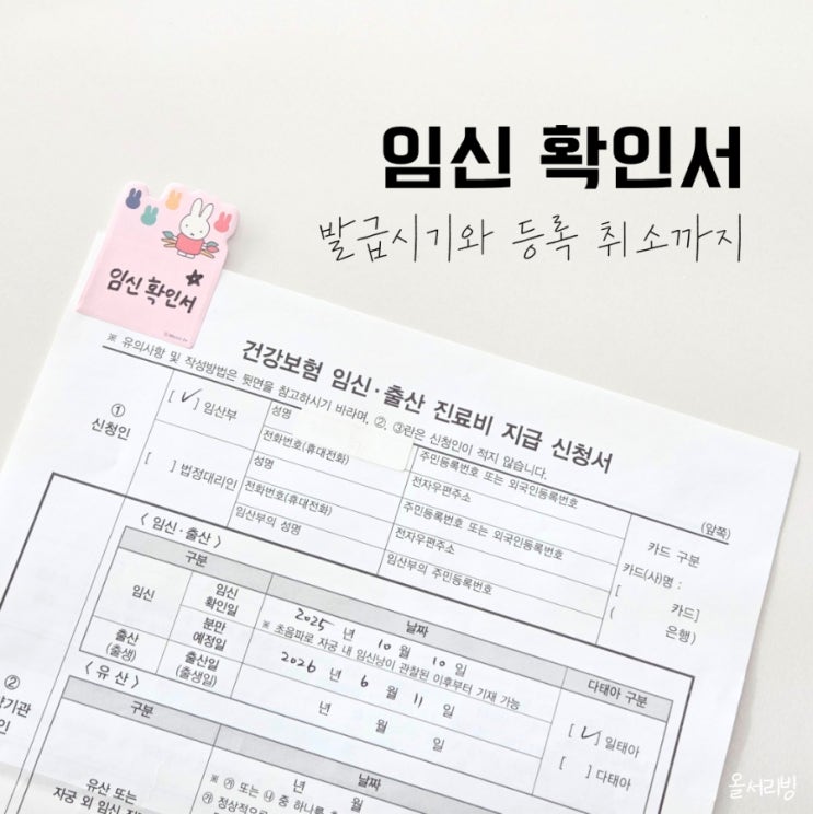  임신확인서 발급 시기 양식 받은 후 건강보험공단 등록 및 취소