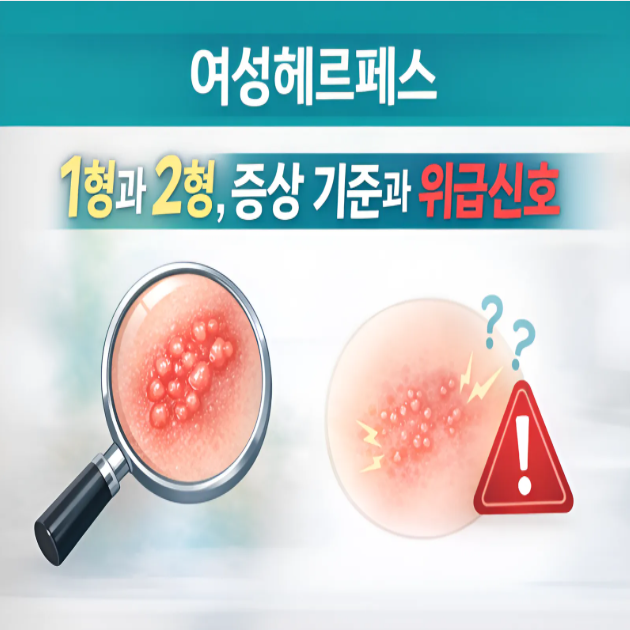 여자헤르페스 1형과 2형, 증상 기준과 위급 신호