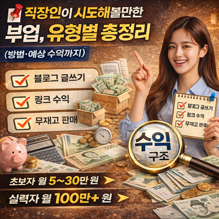   직장인이 시도해볼만한 부업, 유형별 총정리 (방법·예상 수익까지)