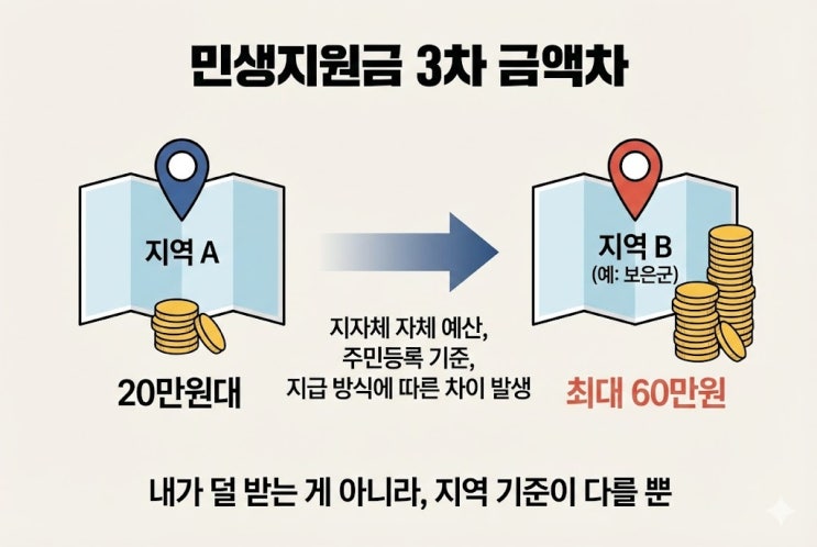  민생지원금 3차 25만원인데 60만원 받는 곳도 있어요