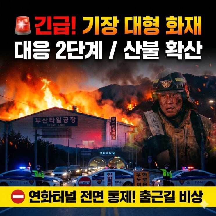  부산 기장 화재 대응 2단계 격상, 산불 확산 현황 및 수소충전소 앞까지 번진 불길 , 연화터널 교통 통제 총정리 (실시간)