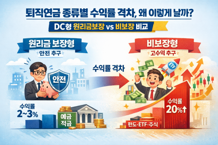 퇴직연금 종류별 수익률 격차, 왜 이렇게 날까? DC형 원리금보장 vs 비보장 비교