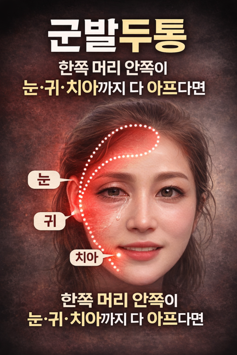 “군발두통 왼쪽 머리 안쪽이 눈·귀·치아까지 다 아프다면”