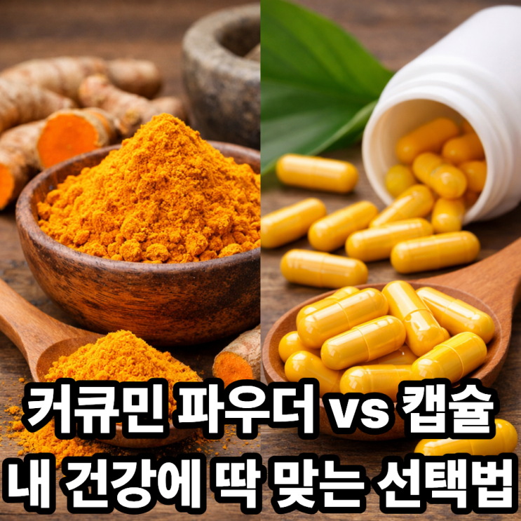  커큐민 파우더 vs 캡슐, 어떤 게 좋을까?｜장단점 정리 & 선택 가이드