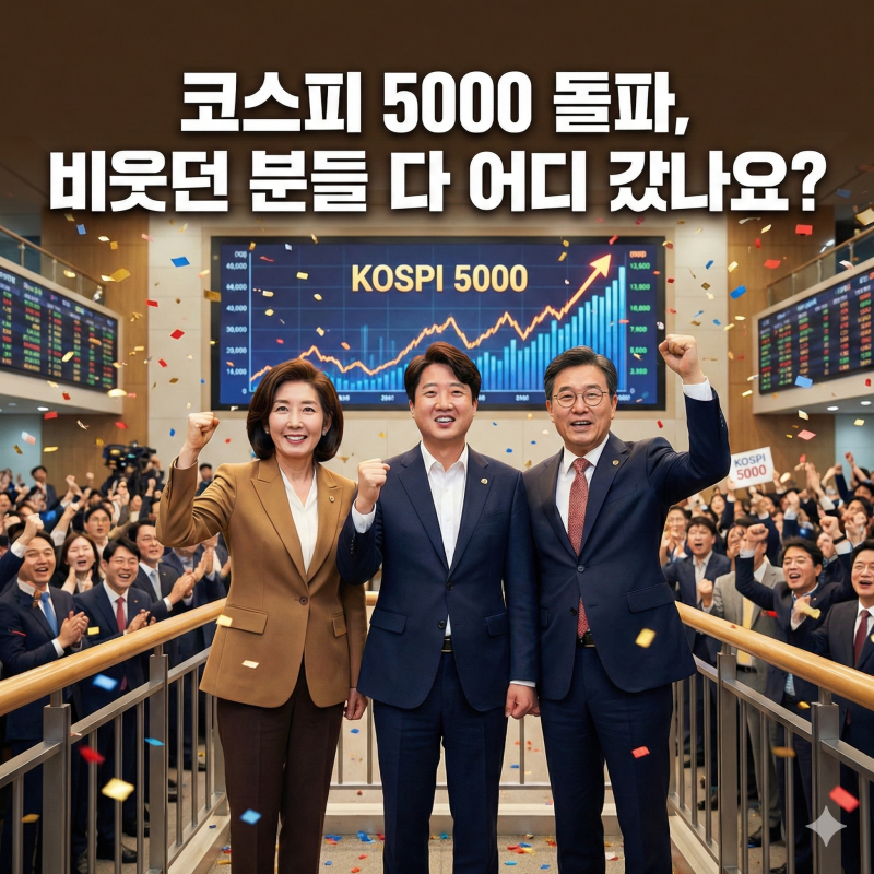 코스피 5000 돌파, 비웃던 분들 다 어디 갔나요?(Feat 나경원, 이준석, 진중권)