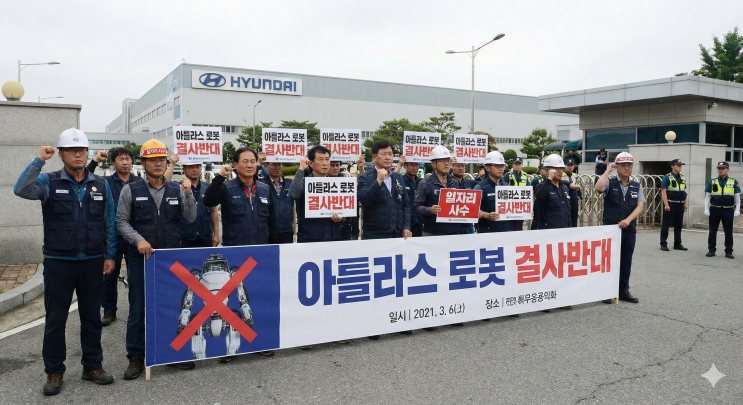  현대차 노조 아틀라스 로봇 현장 투입 결사반대