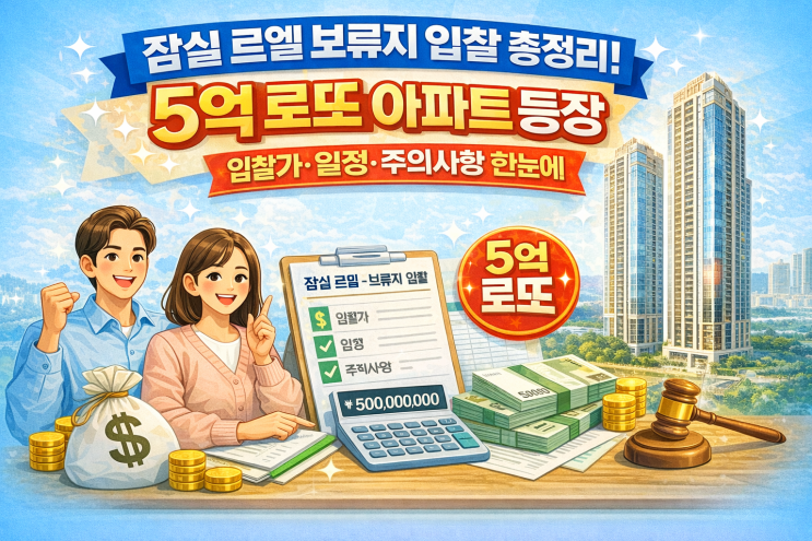 “잠실 르엘 보류지 입찰 총정리! 5억 로또 아파트 등장, 입찰가·일정·주의사항 한눈에”