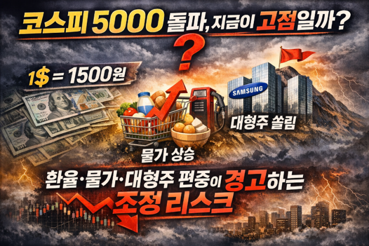  코스피 5000 돌파, 지금이 고점일까? 환율·물가·대형주 편중이 경고하는 조정 리스크