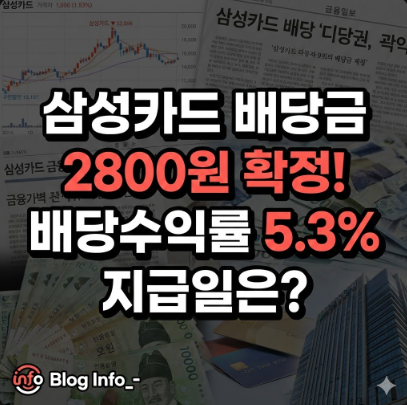  삼성카드 배당금 2800원 확정! 배당수익률 5.3% 지급일은?