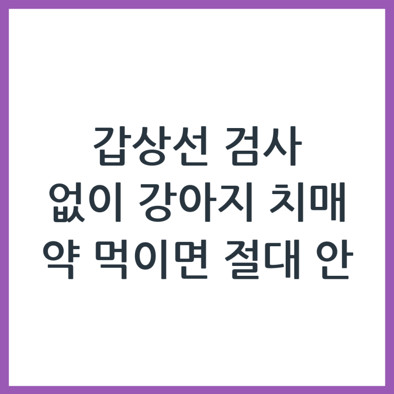 강아지 갑상선 기능 검사 없이 치매 약을 투여해 발생하는 손해
