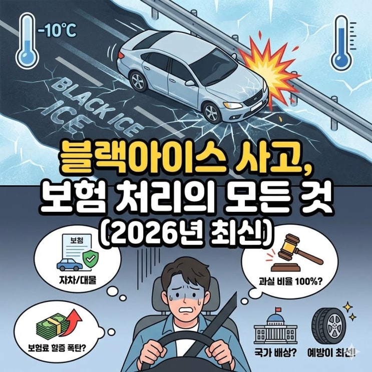  블랙아이스 사고 100% 내 과실? 자동차보험 자차 처리 및 할증 기준 총정리 (2026년 최신)