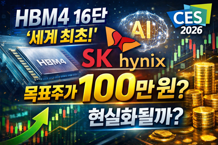  SK하이닉스 종목 분석 HBM4 16단 CES 2026 세계 최초 공개 목표주가 100만 원 현실화될까?