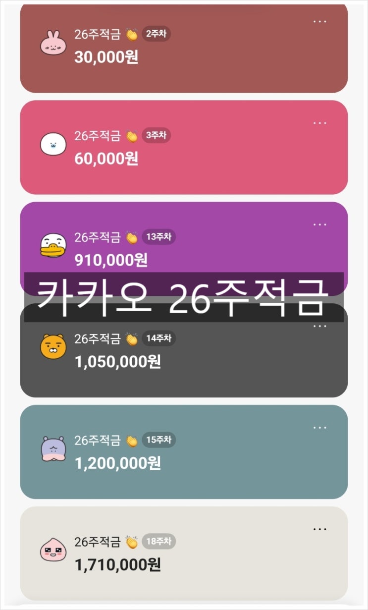 매주 만 원씩 늘려봤어? 카카오 26주 적금 6개 돌리는 찐 후기