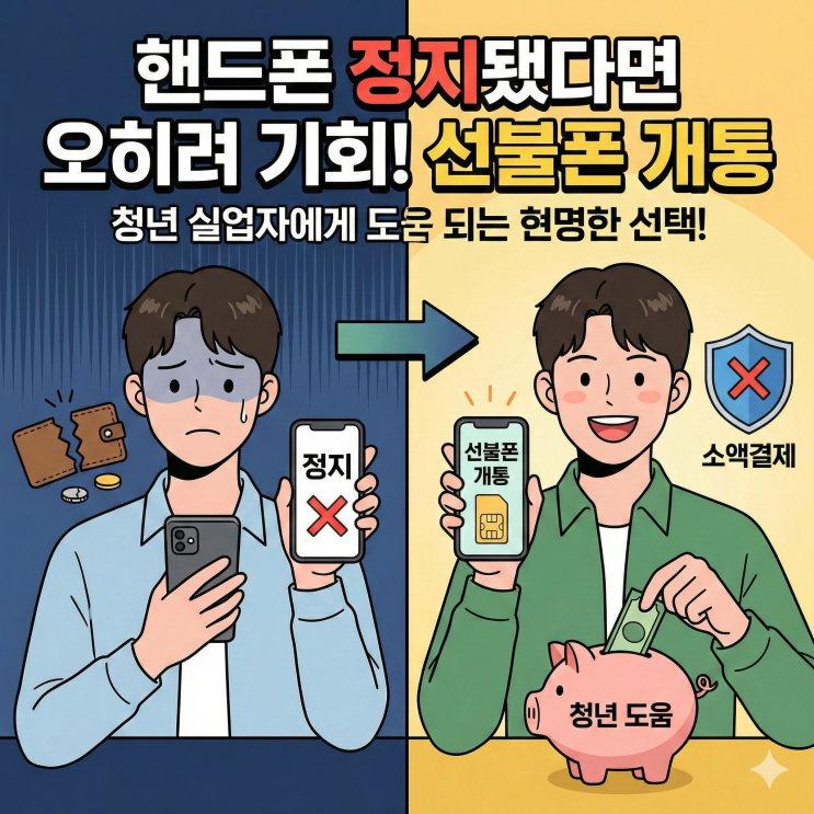  핸드폰 정지됐다면 오히려 선불폰 개통 통해 청년 실업자에게 도움 돼요