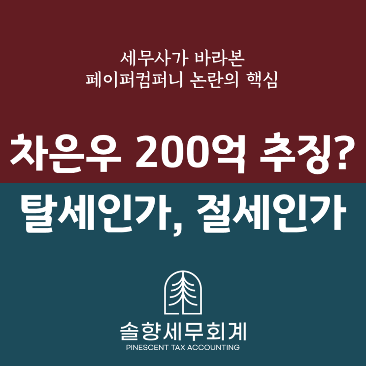  [법인세]차은우 200억 추징? 탈세와 절세 사이, 세무사의 솔직한 견해