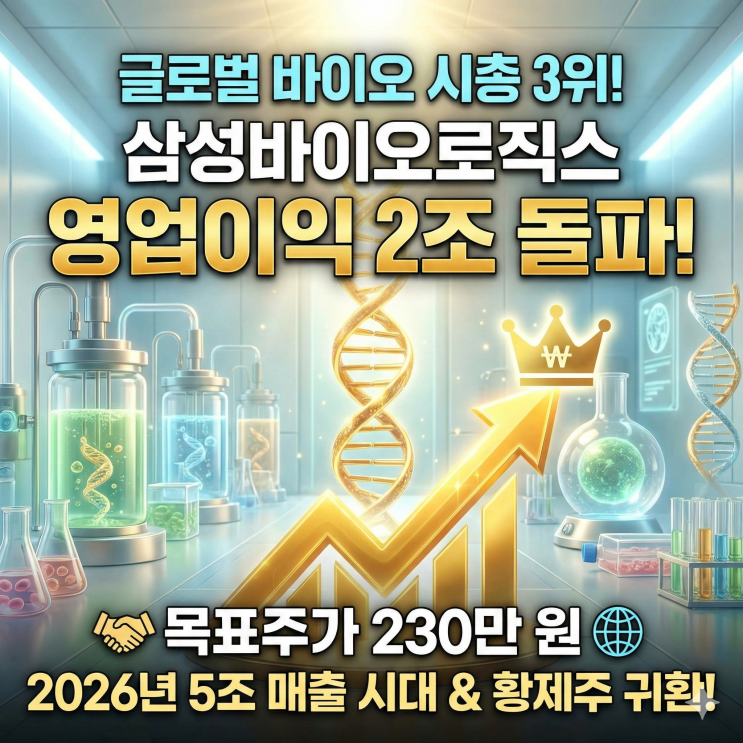  삼성바이오로직스 종목 분석 지금 사도 될까? 영업이익 2.07조 '역대급 실적'! 2026년 가이던스 및 증권사 목표주가 총정리