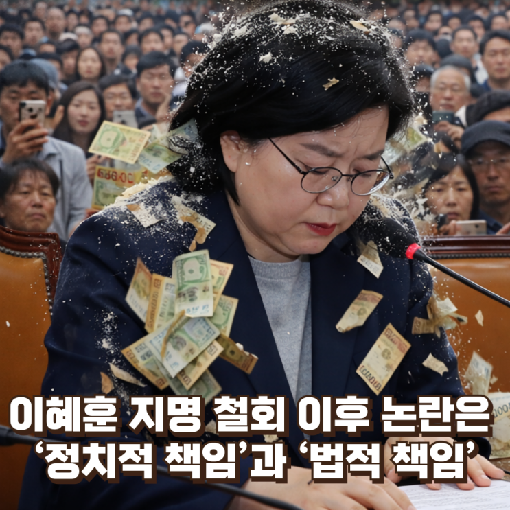  이혜훈 지명 철회 이후 논란은 끝났나 : ‘정치적 책임’과 ‘법적 책임’의 분기점
