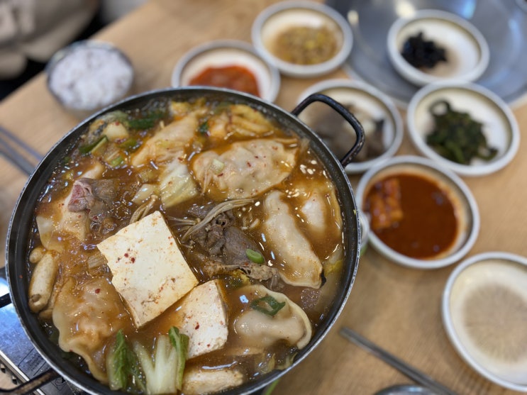  오산 두부 맛집 콩마당 오산본점 방문기, 만두전골과 콩물 영수증 리뷰