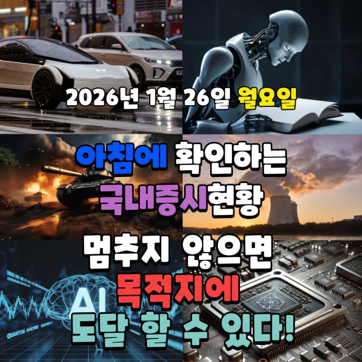  2026년 1월 26일(월) 주요 증시 및 스케줄 (멈추지 않으면 결론은 목적지에 도달 할 수 있다!)