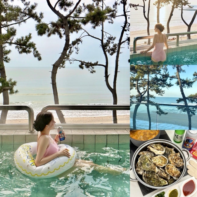 대천 오션뷰펜션 라바풀빌라 / 무창포해수욕장 펜션 노천탕 히노끼탕 스파 대천풀빌라