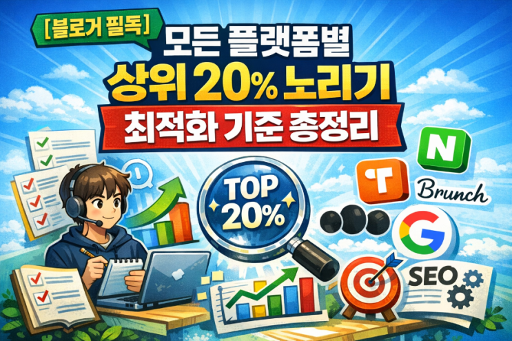 [블로거 필독] 모든 플랫폼별 상위 20% 노리기 최적화 기준 총정리