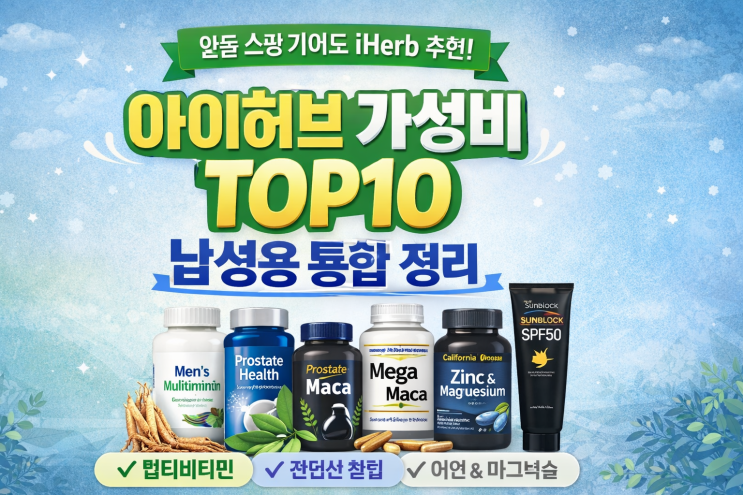  아이허브 가성비 TOP10 남성용 영양제 통합 정리