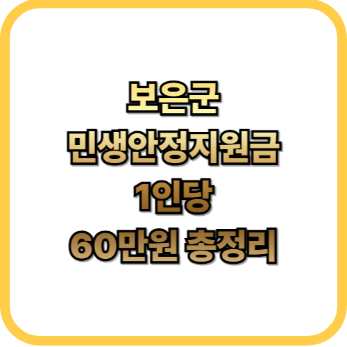  보은군 2026 민생안정지원금 신청 시작1인 60만원 신청 조건·기간 한눈에
