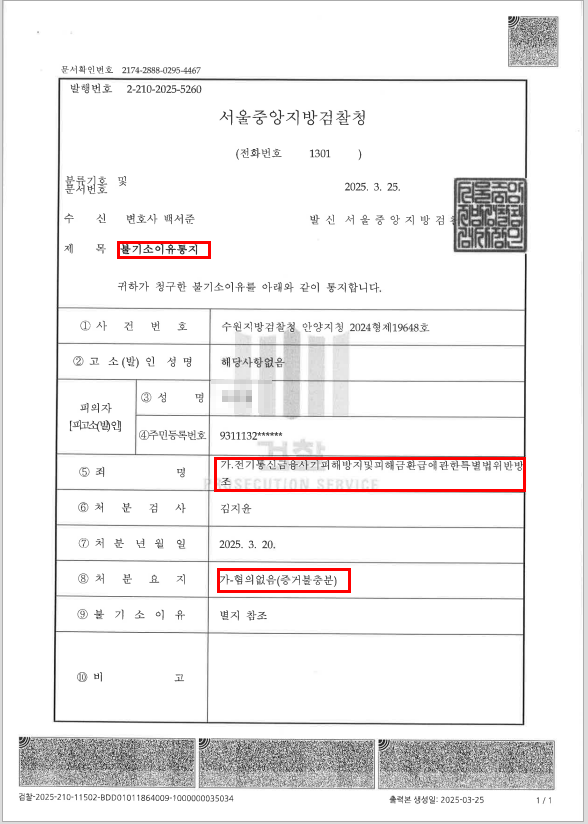 대출사기 보이스피싱, 이렇게 해서 기소유예 받았습니다.