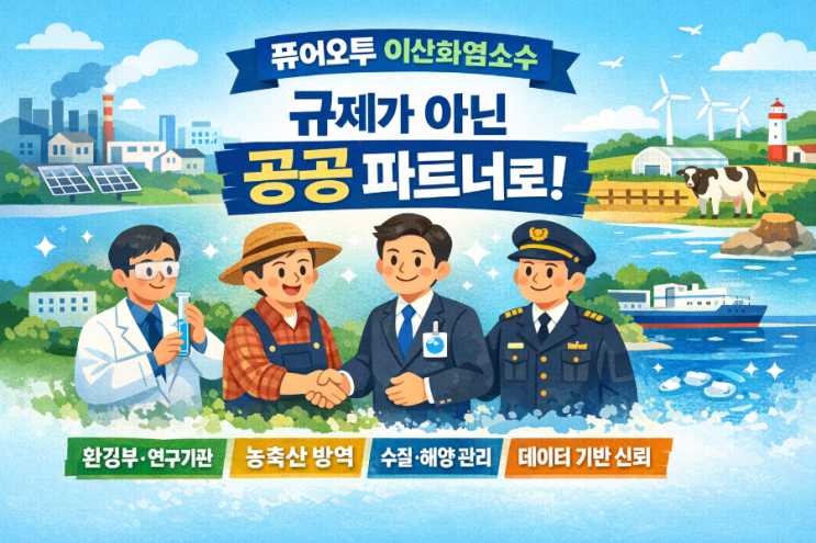  국가기관·유관기관 체계를 바탕으로, 홍보 과장 없이 · 법규에 부합하게 · 정책·공공 협력 중심으로 정리한  퓨어오투의 나가갈길